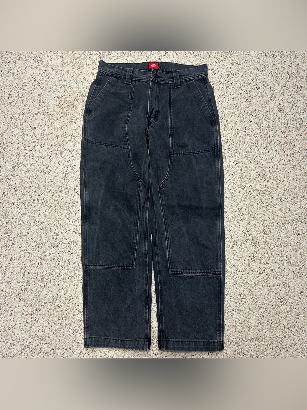 Vans Black Double Knee Jeans Size 31x29 Loose Fit Skater Baggy Y2K Grunge
